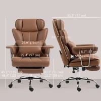 HOMCOM 400LBS Massage Office Chair, Executive Office Chair with 6-Point Vibration, Footrest and Lumbar Support, Brown(m-3)