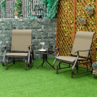 Outsunny 3PCs Gliding Rocking Chair & Bistro Tea Table Set, Grey(m-8)