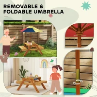 Outsunny Toddler Water Table Kids Sand & Water Table with Removable Foldable Umbrella for Patio Lawn Garden, Aged 3-6 Years Old(m-5)