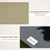 Outsunny 3PCs Gliding Rocking Chair & Bistro Tea Table Set, Grey(m-5)