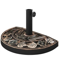 Outsunny 20 lbs Resin Half Round Patio Umbrella Base 20" Outdoor Decorative Parasol Stand Holder For Φ1.5", Φ1.9" Pole, Bronze(m-11)
