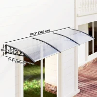 Outsunny Awning Door Canopy, 119.3" x 37.8", Polycarbonate Front Door Outdoor Patio Cover for UV Protection, Clear(m-3)