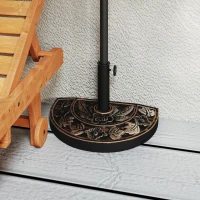 Outsunny 20 lbs Resin Half Round Patio Umbrella Base 20" Outdoor Decorative Parasol Stand Holder For Φ1.5", Φ1.9" Pole, Bronze(m-9)