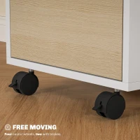 HOMCOM 3 Drawer File Cabinet with Wheels, Vertical Filing Cabinet with Lock, Oak(m-5)