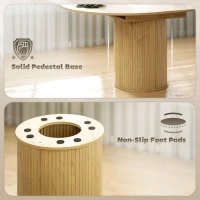 HOMCOM Extendable Kitchen Table for 6-8, 43.5"-59" Farmhouse Dining Table with Pedestal Base Natural Wood Finish(m-6)