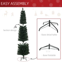 HOMCOM 6FT Artificial Christmas Tree Xmas Pencil Tree Holiday Home Indoor Decoration with Foldable Black Stand for Party, Green(m-5)