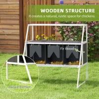 PawHut 3 Compartments Nesting Boxes for Chickens with Privacy Curtains, Standing Perches, Up to 6-12 Hens(m-5)