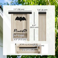 PawHut 3PCs Wooden Bat Boxes, Bat Houses Designed to Attract Bats & Easy to Hang for Outdoor, Garden, Farm, 18 x 6 x 22.5 cm(m-3)