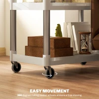 HOMCOM 3-Tier Utility Cart Rolling Storage Trolley with 3 Shelves, Silver and White(m-4)
