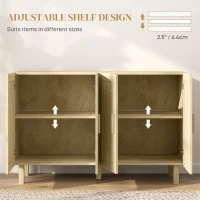 HOMCOM Boho Sideboard Buffet Cabinet, Storage Cabinet with 4 Rattan Doors and Adjustable Shelves, Natural(m-5)