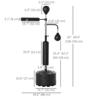 Soozier 4-in-1 Free Standing Punching Bag, Height Adjustable Boxing Bag with 2 Speed Balls, 360° Reflex Bar, Black(m-3)