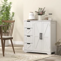 HOMCOM Bathroom Floor Cabinet, Farmhouse Bathroom Storage Cabinet with Adjustable Shelf, White(m-10)