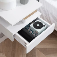 HOMCOM Floating Nightstand Set of 2, Wall Mounted Bedside Table with Drawer and Shelf, Small Night Stand for Bedroom, White(m-9)