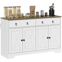 HOMCOM Kitchen Storage Sideboard, Farmhouse Buffet Cabinet with Barn Style Doors, Drawers, Adjustable Shelves, White(m-11)