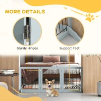 PawHut Freestanding Pet Gate, Folding Dog Gate with 2 Support Feet, 24" High, 3 Panels, for Small Dogs, Indoor Use - Grey(m-6)