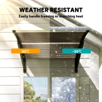 Outsunny Awning Door Canopy, 40.6" x 38" Polycarbonate Front Door Outdoor Patio Cover with Hollow Sheet for UV Protection, Brown(m-6)