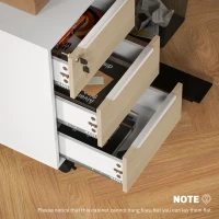 HOMCOM 3 Drawer File Cabinet with Wheels, Vertical Filing Cabinet with Lock, Oak(m-9)