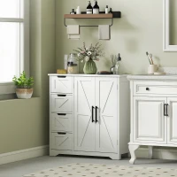 HOMCOM Bathroom Floor Cabinet, Farmhouse Bathroom Storage Cabinet with Adjustable Shelf, White(m-1)