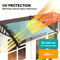 Outsunny Window Awning Door Canopy, 78.75" x 37.75" Polycarbonate Front Door Outdoor Patio Cover with Hollow Sheet for UV, Rain, Snow and Sunlight Protection, Brown(m-4)