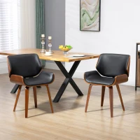 HOMCOM Dining Chairs Set of 2, PU Leather Kitchen Chairs with Upholstered Seats and Solid Wood Legs for Dining Room, Black(m-1)