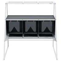 PawHut 3 Compartments Nesting Boxes for Chickens with Privacy Curtains, Standing Perches, Up to 6-12 Hens(m-10)