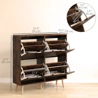 HOMCOM Shoe Storage Cabinet with 4 Flip Drawers and Adjustable Shelf, Shoe Cabinet for 8-16 Pairs of Shoes, Rustic Brown(m-3)