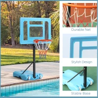 Soozier Poolside Basketball Hoop Stand, 36.5"-48.5" Height Adjustable Portable Hoop System Goal Stand, w/ Clear Backboard & Fillable Base for Adults & Teens, Blue(m-4)