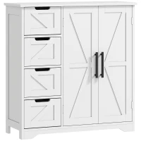 HOMCOM Bathroom Floor Cabinet, Farmhouse Bathroom Storage Cabinet with Adjustable Shelf, White(m-11)