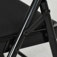 HOMCOM Set of 4 Metal Foldable Chairs, Linen Fabric Padded Folding Chairs with Cushion Seat and Open Back for Indoor, Black(m-9)