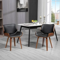 HOMCOM Dining Chairs Set of 2, PU Leather Kitchen Chairs with Upholstered Seats and Solid Wood Legs for Dining Room, Black(m-8)