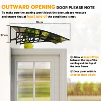 Outsunny Window Awning Door Canopy, 78.75" x 37.75" Polycarbonate Front Door Outdoor Patio Cover with Hollow Sheet for UV, Rain, Snow and Sunlight Protection, Brown(m-7)