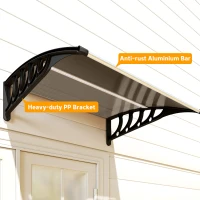 Outsunny Awning Door Canopy, 40.6" x 38" Polycarbonate Front Door Outdoor Patio Cover with Hollow Sheet for UV Protection, Brown(m-9)