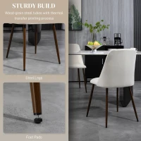 HOMCOM Upholstered Dining Chairs Set of 4, Velvet Accent Chair with Back and Wood-grain Steel Leg for Kitchen, Cream White(m-6)
