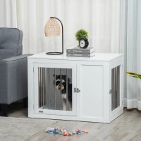 PawHut 2-in-1 Dog Cage and Side Table, with Two Lockable Doors, for Medium Dogs - White(m-1)
