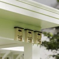 PawHut 3PCs Wooden Bat Boxes, Bat Houses Designed to Attract Bats & Easy to Hang for Outdoor, Garden, Farm, 18 x 6 x 22.5 cm(m-7)