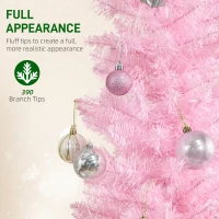 HOMCOM 6' Artificial Pencil Christmas Tree, Slim Xmas Tree with 390 Realistic Branch Tips and Plastic Stand, Pink(m-5)