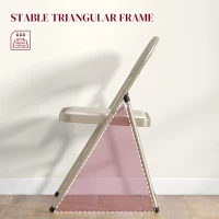 HOMCOM Set of 6 Metal Foldable Chairs, Linen Fabric Padded Folding Chairs with Cushion Seat and Open Back for Indoor, Beige(m-5)