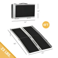 HOMCOM 4' Skidproof Portable Wheelchair Ramp for Home, Steps, Doorways, Carpeted Foldable Handicap Ramp, Threshold Ramp(m-3)