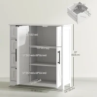 HOMCOM Bathroom Floor Cabinet, Farmhouse Bathroom Storage Cabinet with Adjustable Shelf, White(m-3)