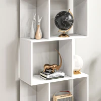 HOMCOM 5-Tier Geometric Bookshelf, S Shaped Bookcase, Modern Freestanding Display Shelf Unit for Home Office, White(m-10)