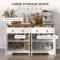 HOMCOM Kitchen Storage Sideboard, Farmhouse Buffet Cabinet with Barn Style Doors, Drawers, Adjustable Shelves, White(m-4)