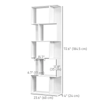 HOMCOM 5-Tier Geometric Bookshelf, S Shaped Bookcase, Modern Freestanding Display Shelf Unit for Home Office, White(m-3)