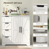 HOMCOM Bathroom Floor Cabinet, Farmhouse Bathroom Storage Cabinet with Adjustable Shelf, White(m-9)