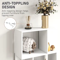 HOMCOM 5-Tier Geometric Bookshelf, S Shaped Bookcase, Modern Freestanding Display Shelf Unit for Home Office, White(m-6)
