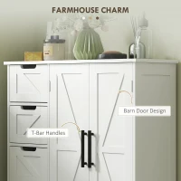 HOMCOM Bathroom Floor Cabinet, Farmhouse Bathroom Storage Cabinet with Adjustable Shelf, White(m-6)