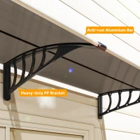 Outsunny Window Awning Door Canopy, 78.75" x 37.75" Polycarbonate Front Door Outdoor Patio Cover with Hollow Sheet for UV, Rain, Snow and Sunlight Protection, Brown(m-8)