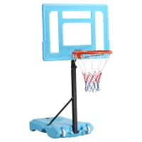 Soozier Poolside Basketball Hoop Stand, 36.5"-48.5" Height Adjustable Portable Hoop System Goal Stand, w/ Clear Backboard & Fillable Base for Adults & Teens, Blue(m-11)