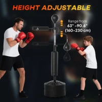Soozier 4-in-1 Free Standing Punching Bag, Height Adjustable Boxing Bag with 2 Speed Balls, 360° Reflex Bar, Black(m-5)