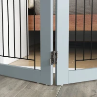 PawHut Freestanding Pet Gate, Folding Dog Gate with 2 Support Feet, 24" High, 3 Panels, for Small Dogs, Indoor Use - Grey(m-10)