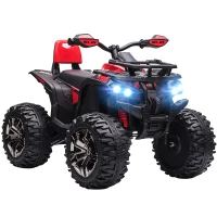 Aosom Kids Ride-on Car, 12V/10AH Four Wheeler Kids ATV, Battery Powered Off-Road Quad with MP3, Headlights, Suspension, 1.8-5 mph, Red(m-11)
